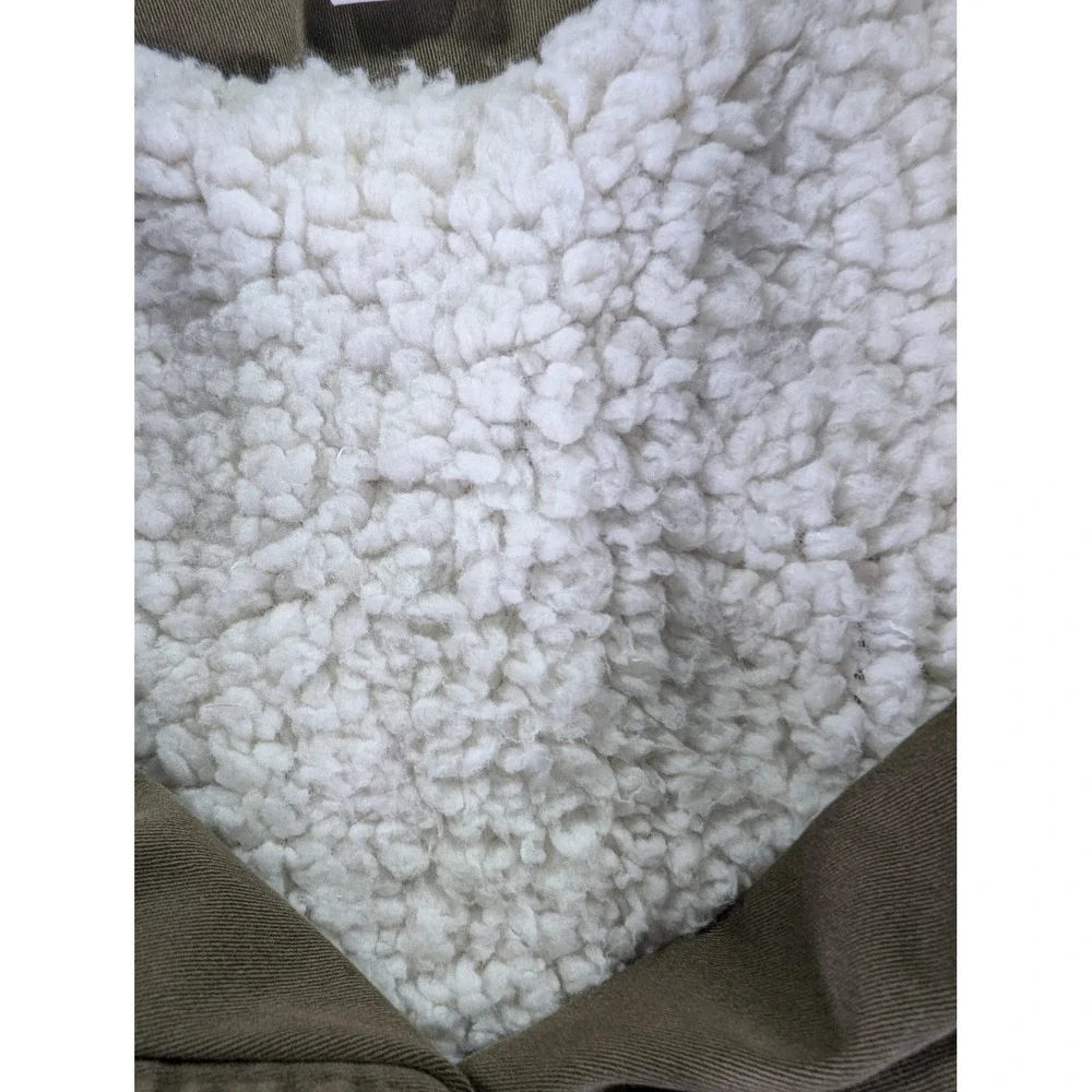 Marrakech Anthropologie Womens Small Sherpa Lined Vest Olive Green Cotton